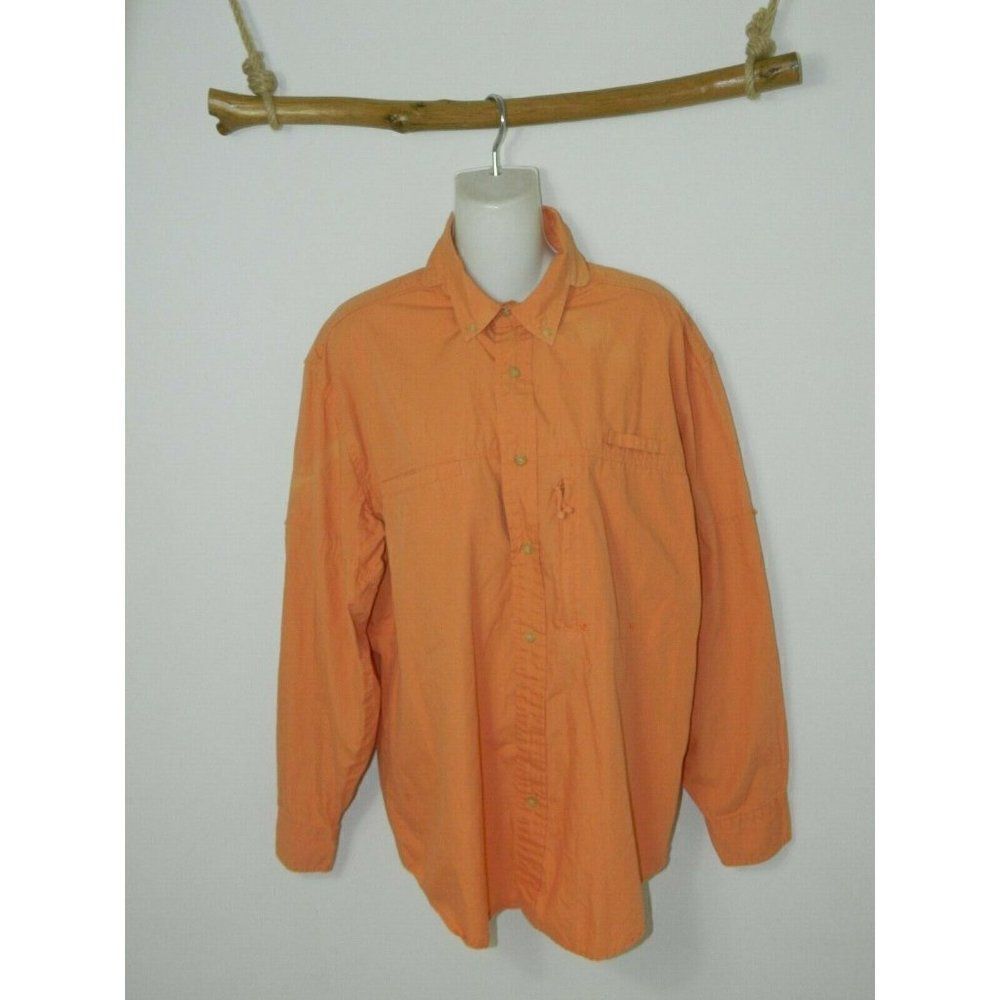 Woolrich Men's Sports Fishing Shirt Orange Vented Pockets Size Medium‎